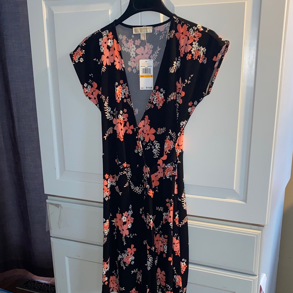 Michael Kors Black Dress with Pink Floral Pattern